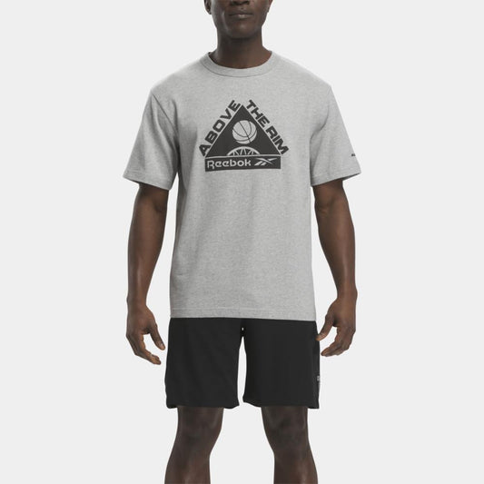 Reebok Apparel Men Basketball Above the Rim Graphic T-Shirt MEDIUM GREY HEATHER