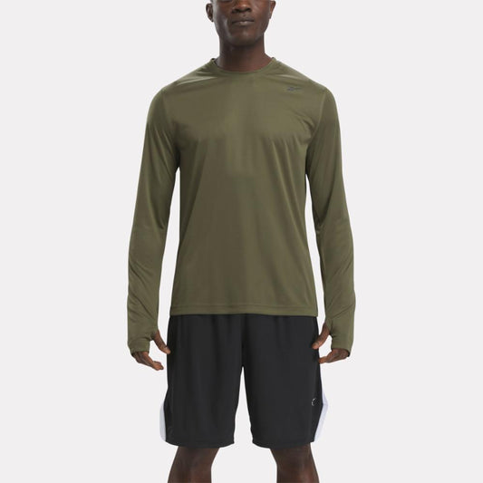 Reebok Apparel Men Training Long Sleeve Tech T-Shirt ARMY GREEN