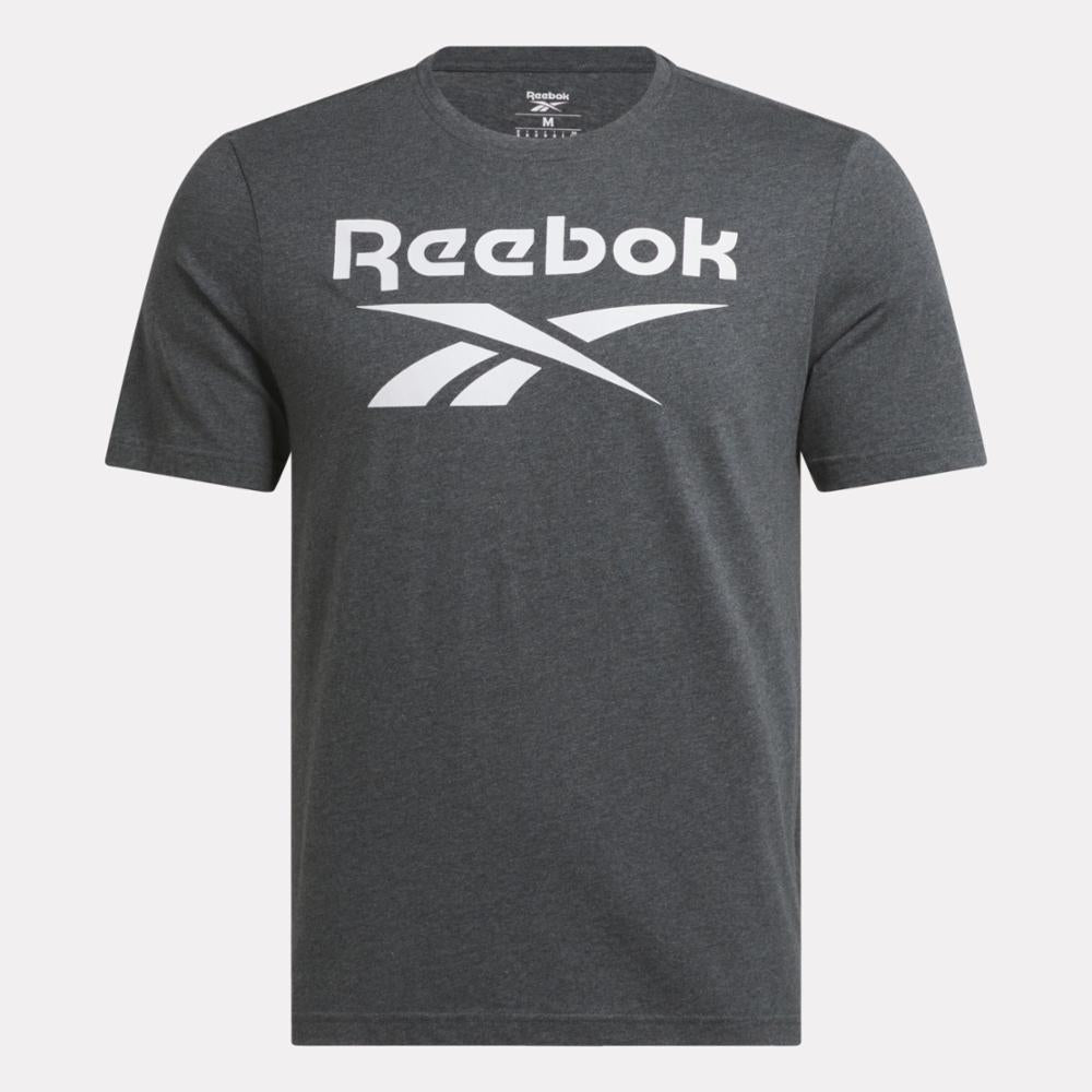 Reebok Apparel Men Reebok Identity Big Stacked Logo T-Shirt DARK GREY HEATHER