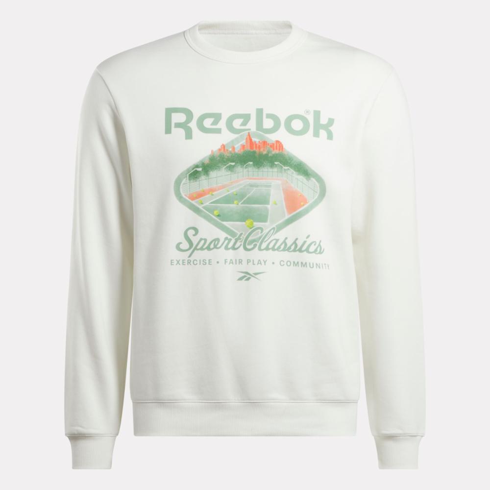 Reebok Apparel Men Classics Court Sport Crew Sweatshirt CHALK