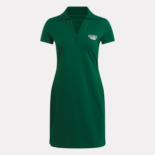 Reebok Apparel Women Classics Archive Essentials Polo Dress DRKGRN