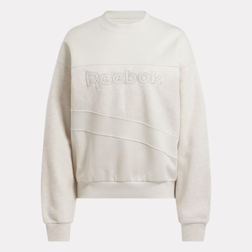 Reebok Apparel Women Classics Basketball Vintage Color Block Crew Hoodie BONE