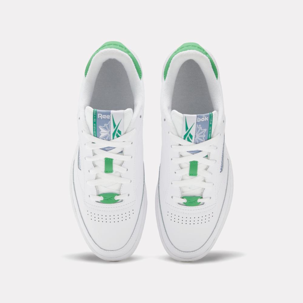 Reebok Footwear Men Club C 85 Shoes WHITE/SPORT GREEN/BLUE SLATE