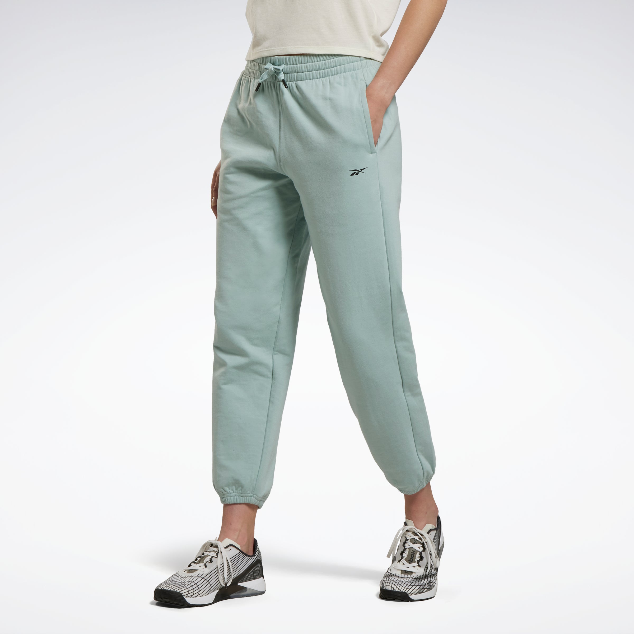 Reebok Women's Elite Cozy Gray Pink Fleece Jogger Pants, M, L, XL