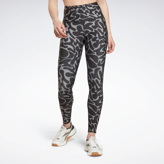 Reebok Apparel Women Workout Ready Printed Leggings Black