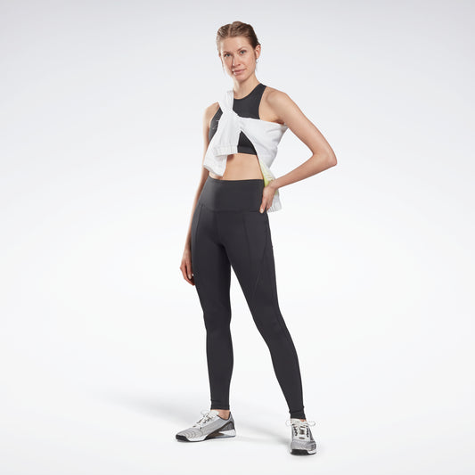 Reebok Apparel Women Workout Ready Pant Program High Rise Leggings Nghblk