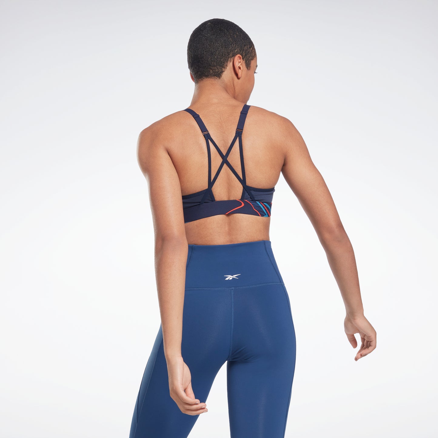 Reebok Apparel Women Lux Strappy Sports Bra Nature Grown Print Vecnav