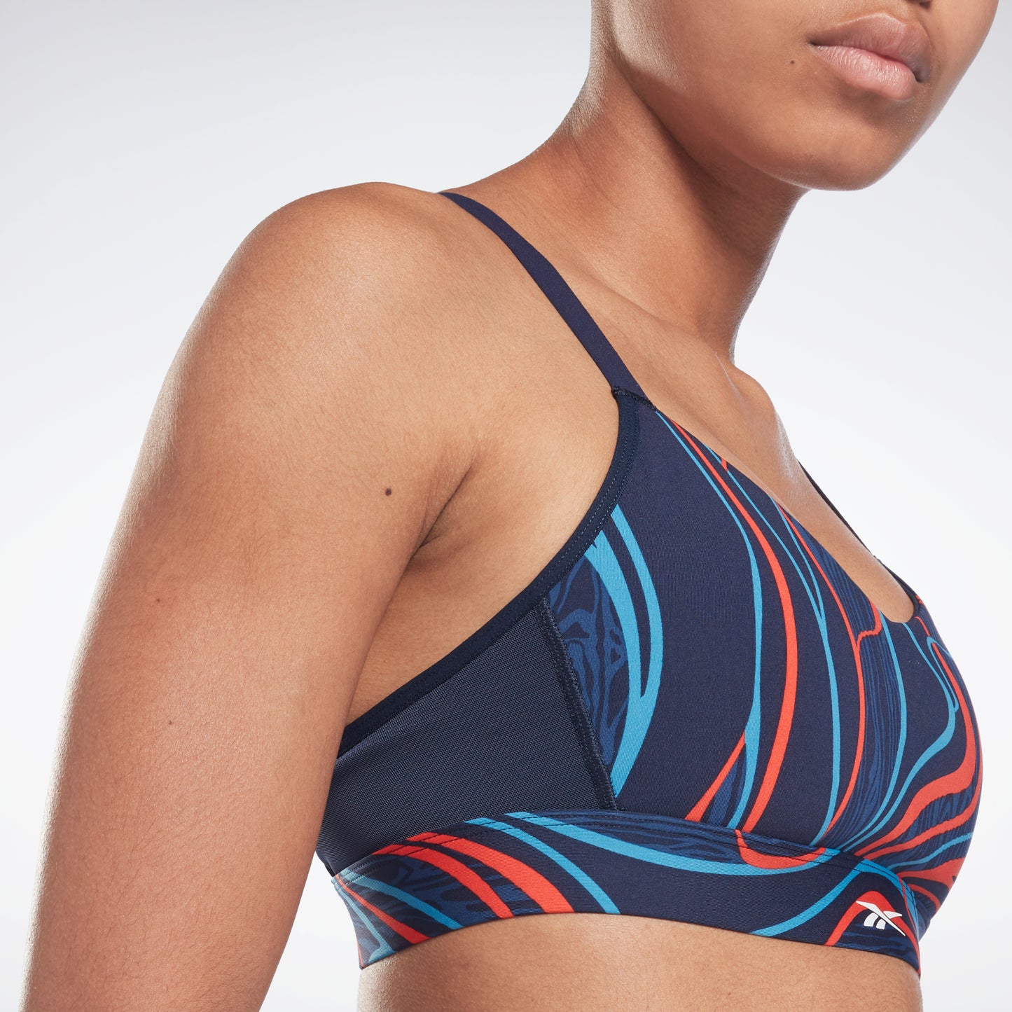 Reebok Apparel Women Lux Strappy Sports Bra Nature Grown Print Vecnav