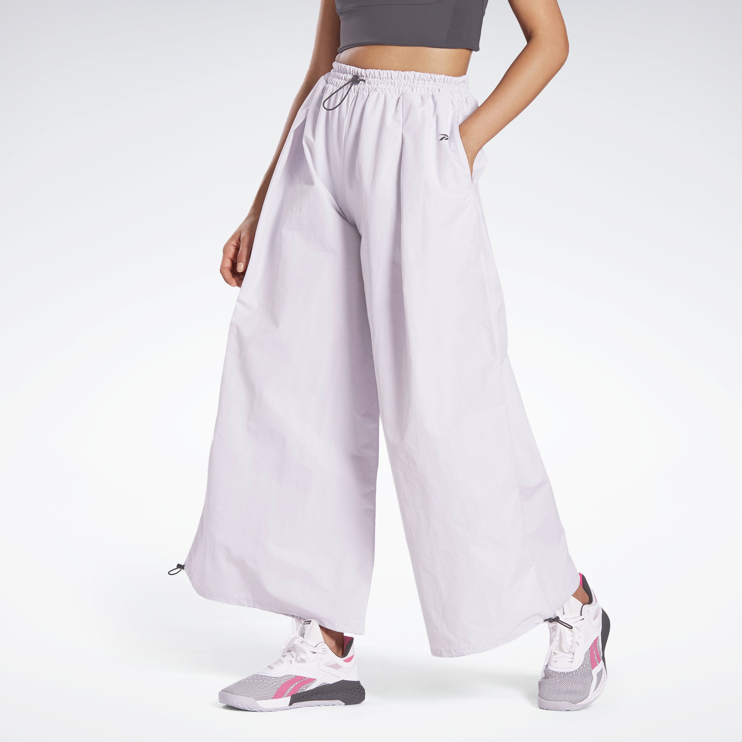 Reebok Apparel Women Wide Leg Woven Tracksuit Bottoms Porcel