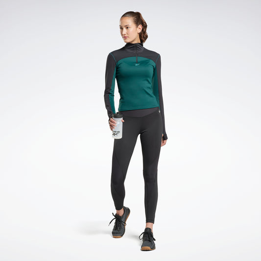 Reebok Apparel Women Tech Style Thermowarm+Graphene Quarter-Zip Sweatshirt Forgrn