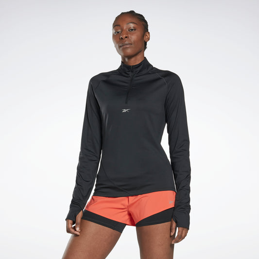 Reebok Apparel Women Running Quarter-Zip Sweatshirt Nghblk