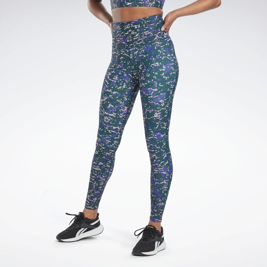 Reebok Apparel Women Lux 2.0 Speckle Modern Safari Leggings Forgrn