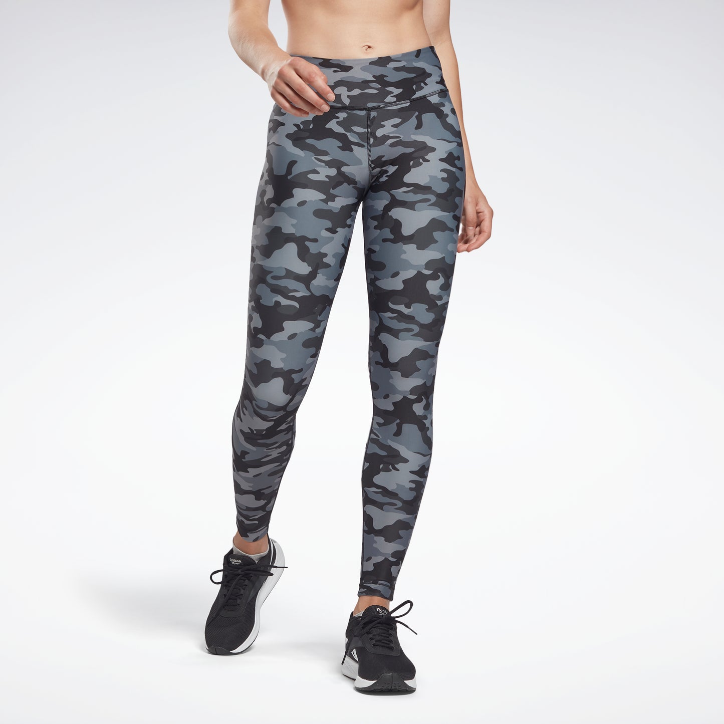 Reebok Apparel Women Lux Bold Camo Print Leggings Black