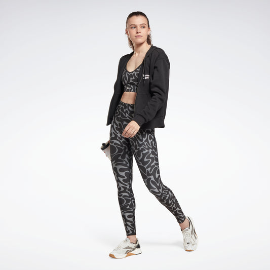 Reebok Apparel Women Workout Ready Printed Leggings Black