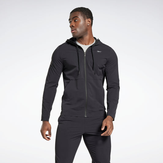 Reebok Apparel Men Performance Zip-Up Hooded Jacket Black