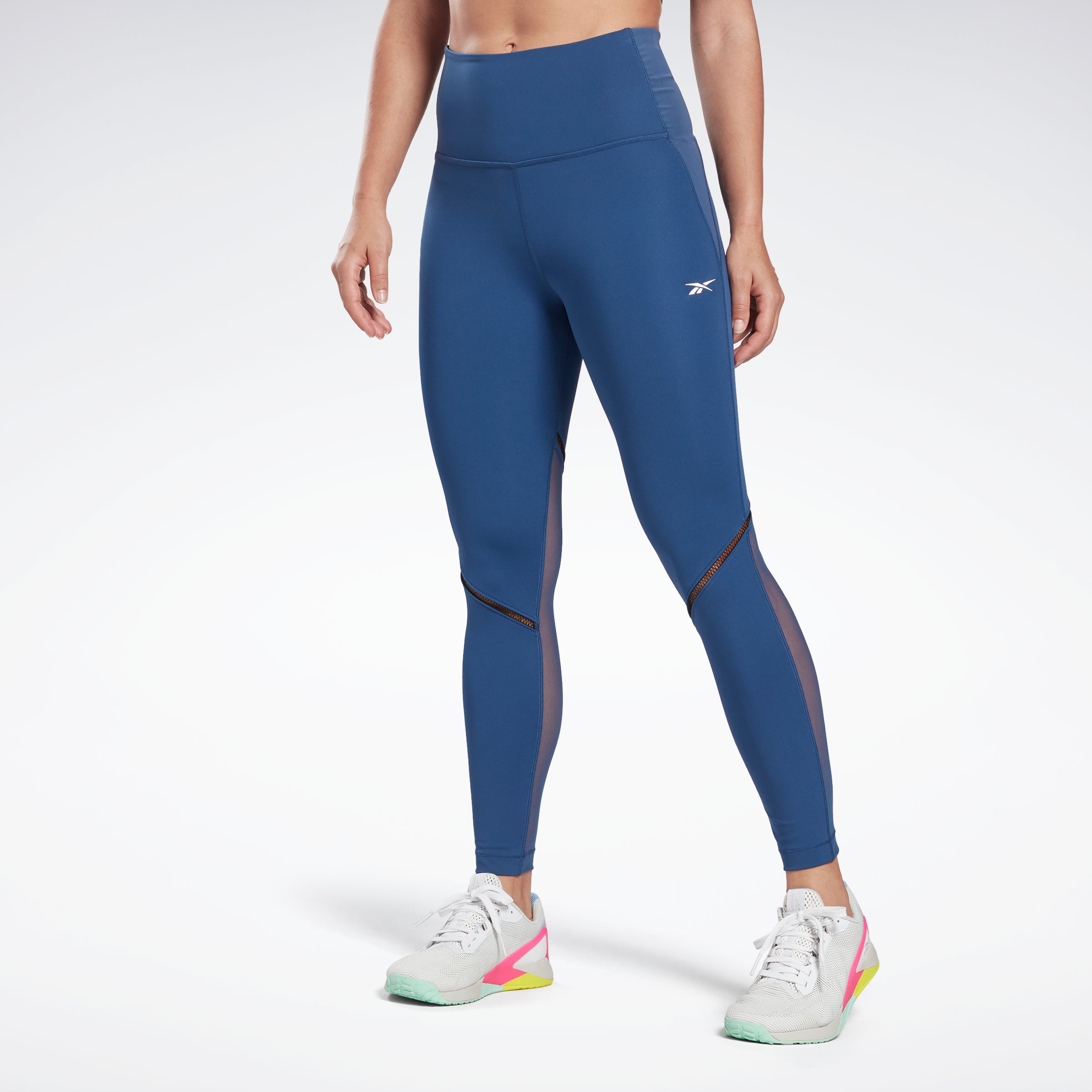 Reebok Womens Lux bold tights Compression Athletic Pants, Blue