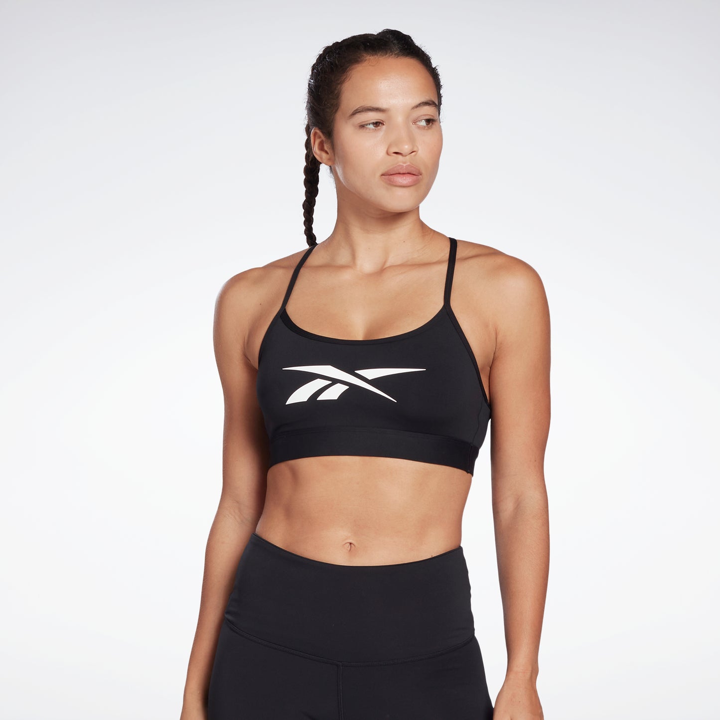 Reebok Apparel Women Reebok Lux Skinny Strap Medium-Support Sports Bra Black