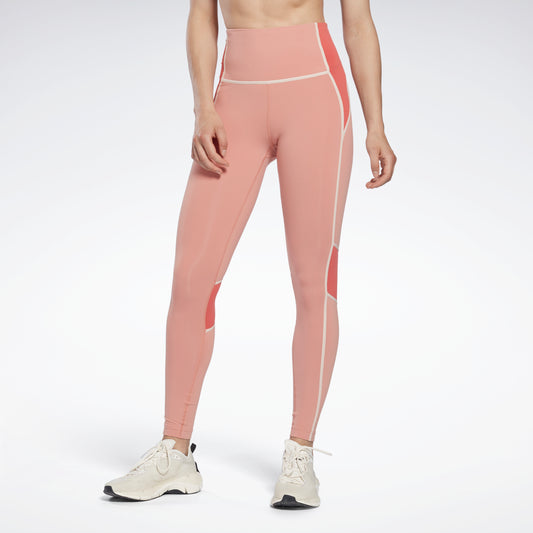 Reebok Apparel Women Lux High-Waisted Colorblock Leggings Cancor