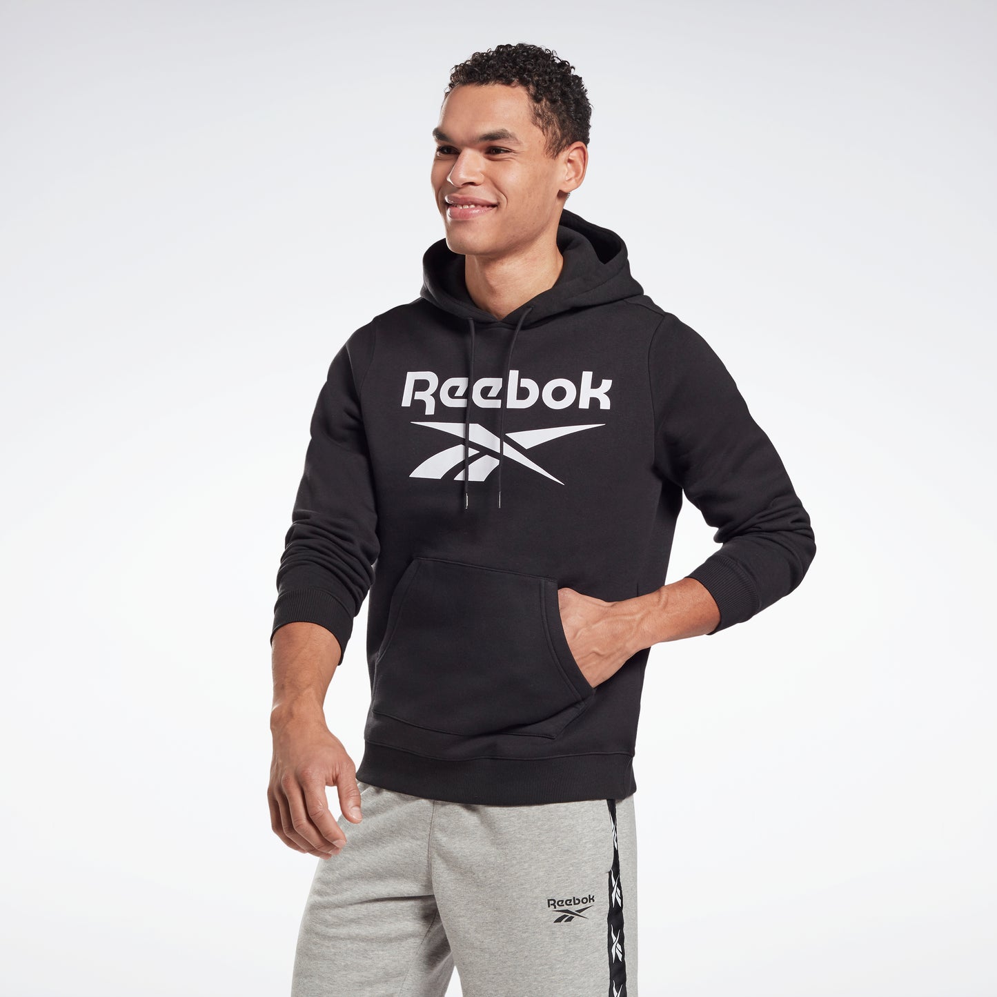 Reebok Apparel Hommes Reebok Identity Fleece Hoodie Noir/Blanc