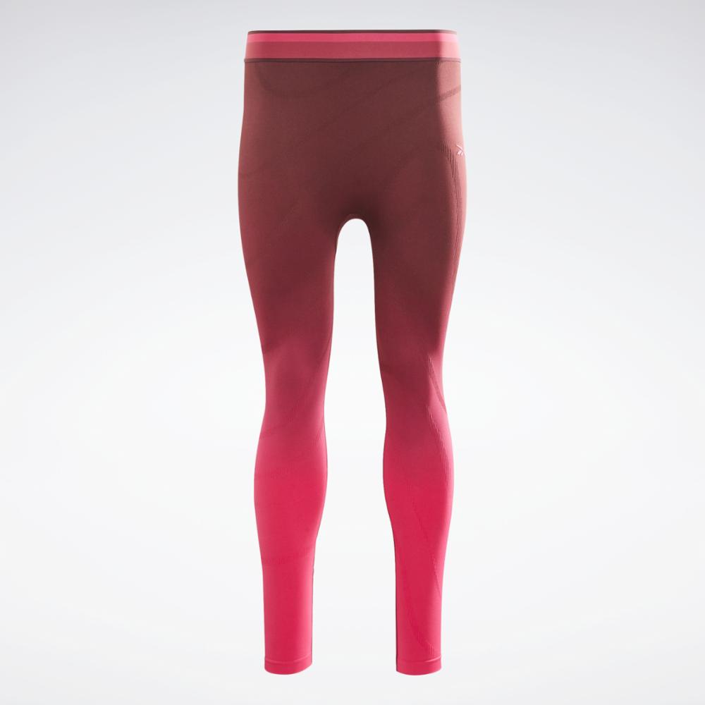 Reebok Apparel Women United By Fitness Seamless High Rise Leggings MAROON/PURPNK