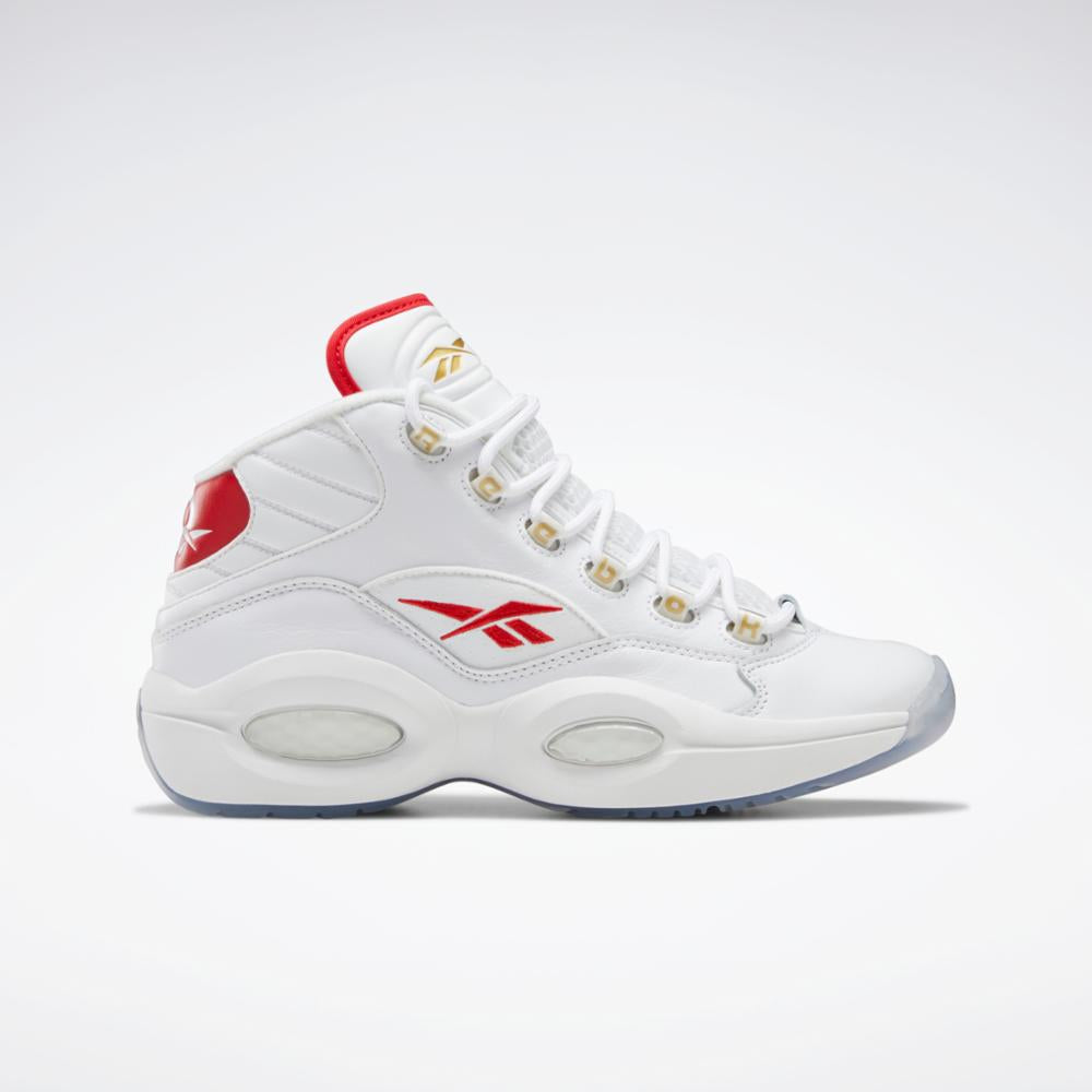 Reebok Footwear Men QUESTION MID FTWR WHT/FTWR WHT/VECTOR RED