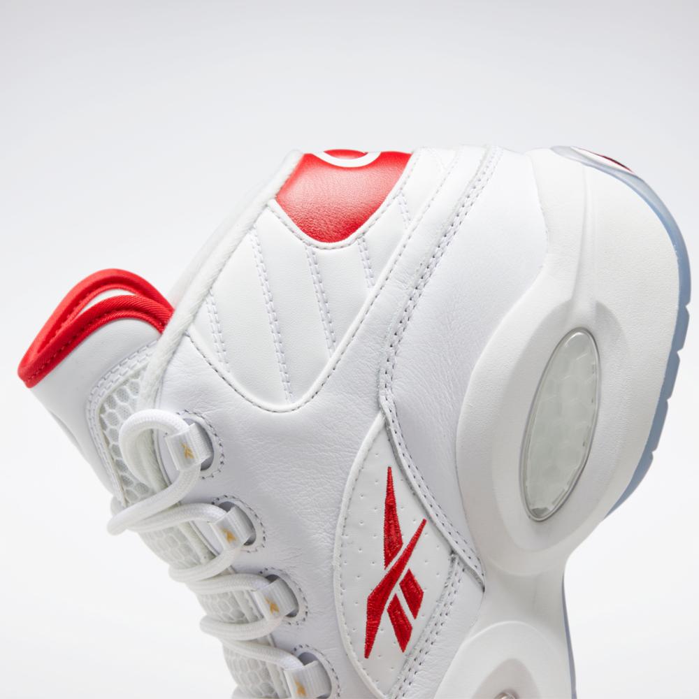 Reebok Footwear Men QUESTION MID FTWR WHT/FTWR WHT/VECTOR RED