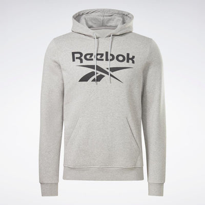 Reebok Apparel Men Reebok Identity Fleece Stacked Logo Pullover Hoodie MGREYH