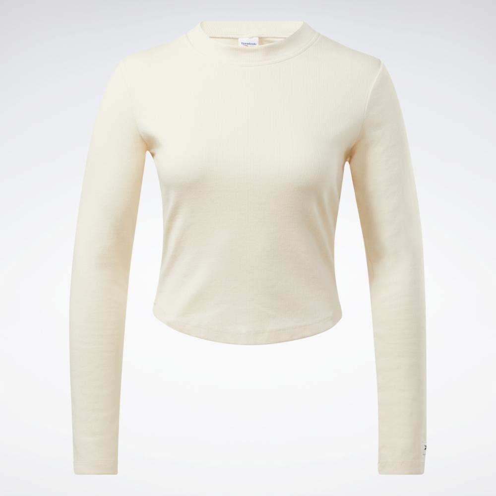 Reebok Apparel Women CLASSICS NATURAL DYE RIBBED WRAP LONG-SLEEVE TOP NONDYE