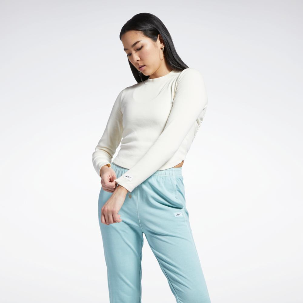 1 Set Women Pajama Long Sleeve Elastic Waist Pure Color Ribbed Crop Top  Pants