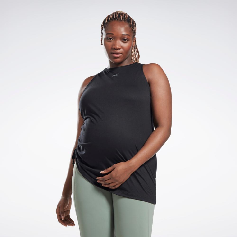 Maternity Drawstring Tank Top (Plus Size) in BLACK