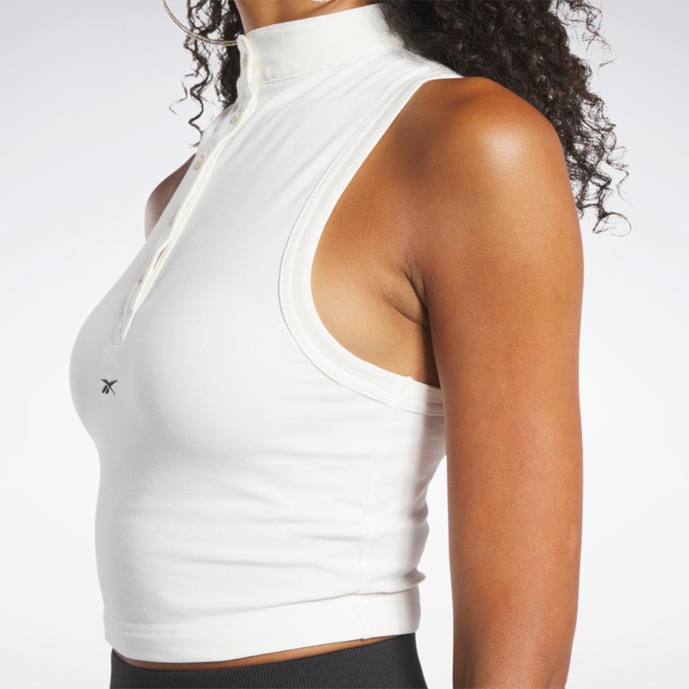 Reebok Apparel Women Reebok Classics Cropped Fitted Jersey Tank Top CHALK