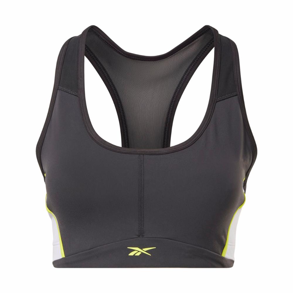 Reebok Apparel Women Lux Racer Padded Colorblock Bra BLACK
