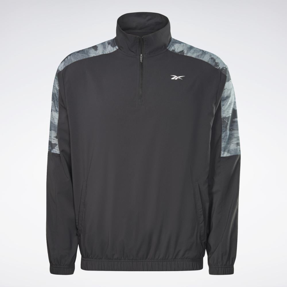 Reebok Apparel Men Training Camo 1/4 Zip Long-Sleeve Top NGHBLK