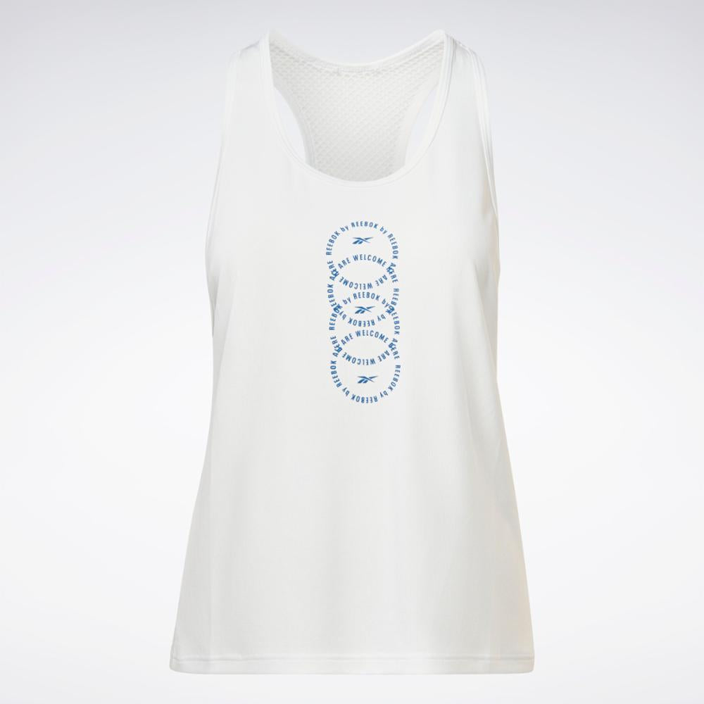 Reebok Apparel Women Running Speedwick Graphic Tank Top WHITE