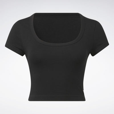 Reebok Apparel Women Reebok Classics Cropped Jersey T-Shirt BLACK