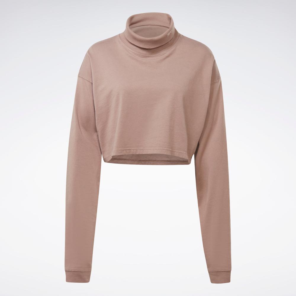 Reebok Apparel Women Reebok Classics Cotton Long Sleeve Top TAUPE