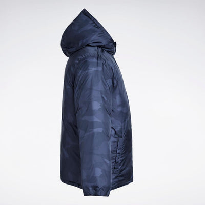 Reebok Apparel Men Classic Colorblock Reversible Puffer Jacket PURE GREY/BLACK