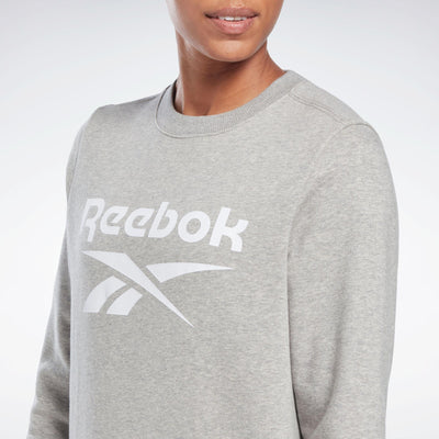 Reebok Apparel Women Reebok Identity Big Logo Fleece Crew Sweatshirt MEDIUM GREY HEATHER