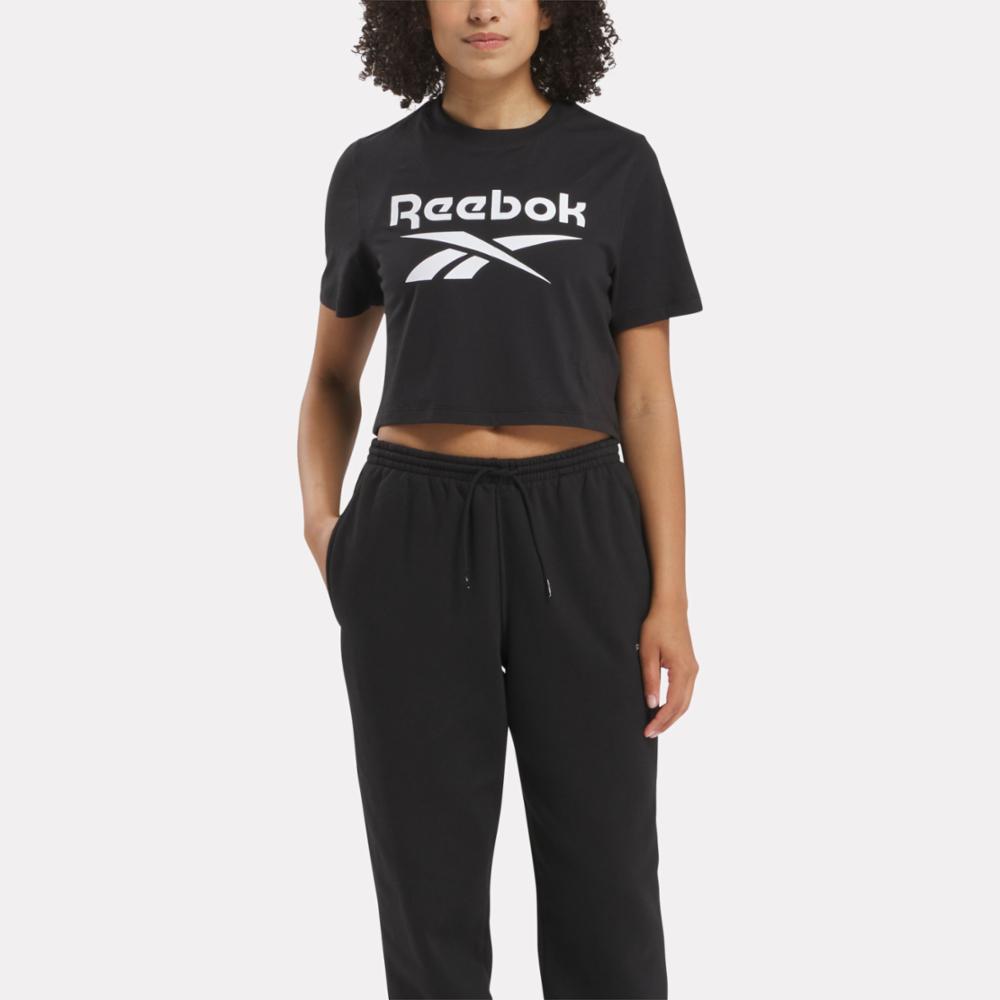 Reebok Apparel Women Reebok Identity Big Logo Crop T-Shirt BLACK