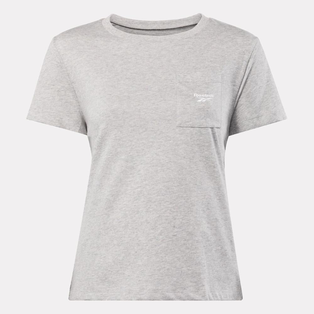 Reebok Apparel Women Reebok Identity Pocket T-Shirt MEDIUM GREY HEATHER