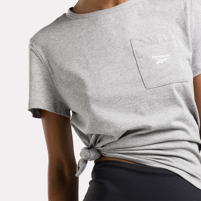 Reebok Apparel Women Reebok Identity Pocket T-Shirt MEDIUM GREY HEATHER