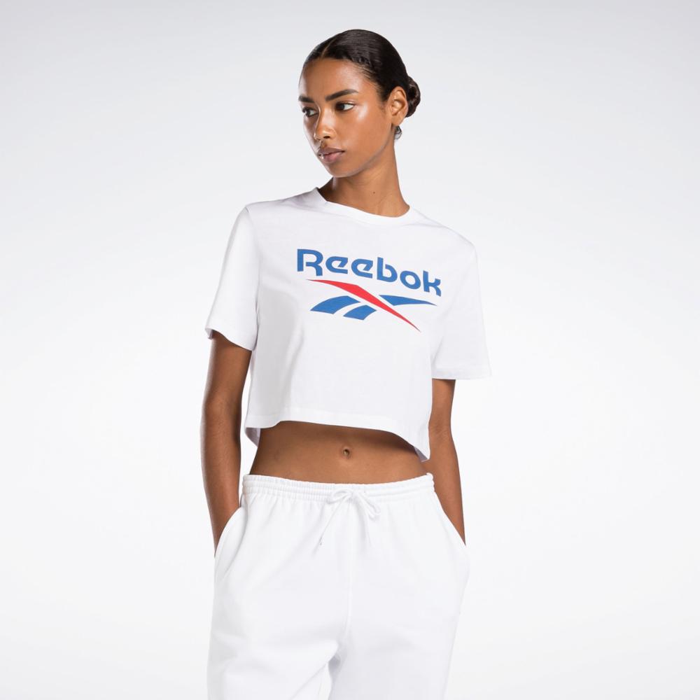 Reebok Apparel Women Reebok Identity Big Logo Cropped T-Shirt WHITE