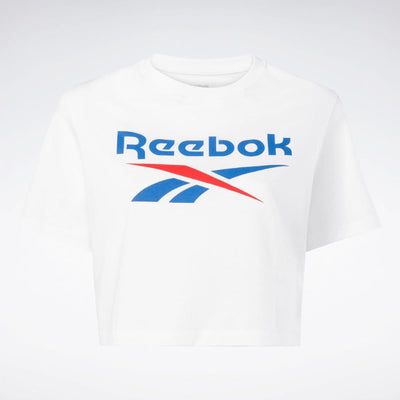 Reebok Apparel Women Reebok Identity Big Logo Cropped T-Shirt WHITE