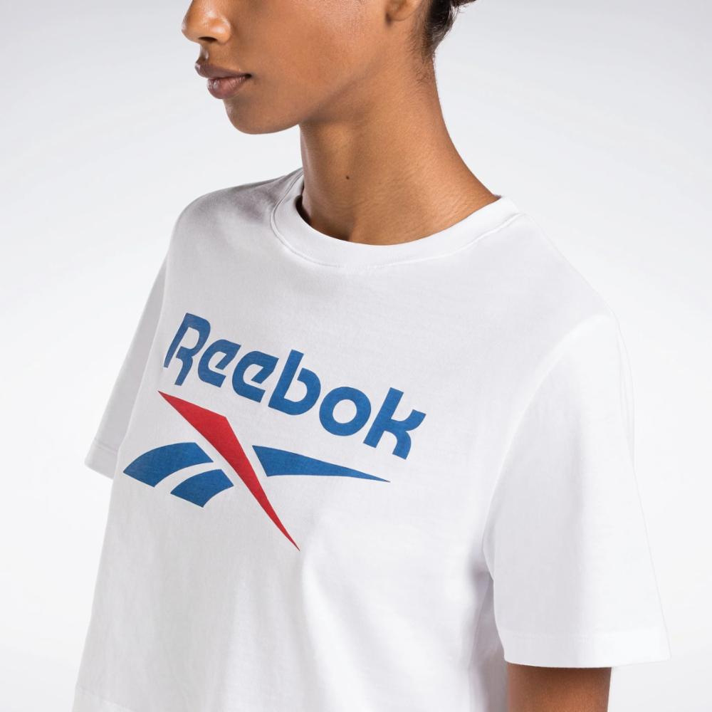 Reebok Apparel Women Reebok Identity Big Logo Cropped T-Shirt WHITE