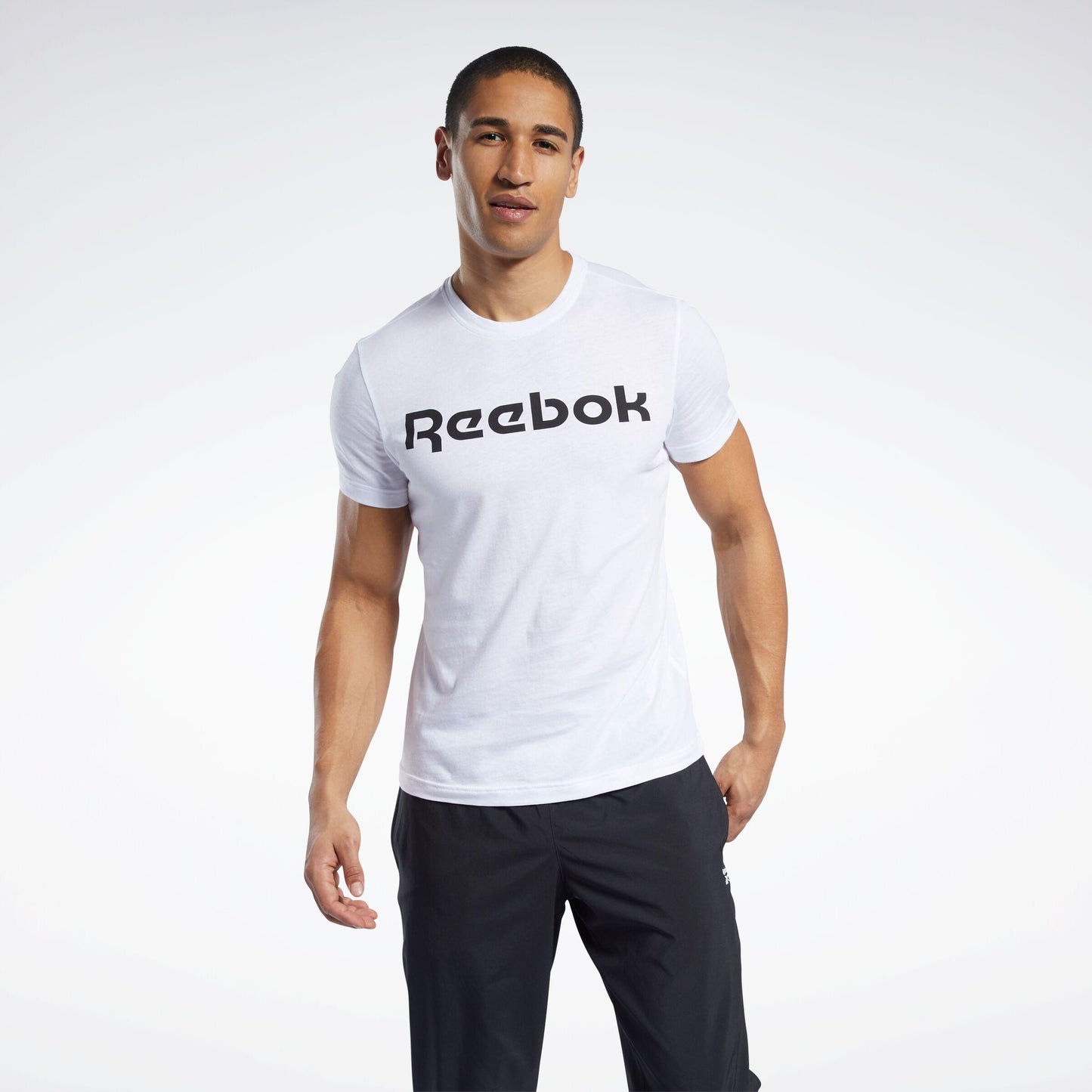 Reebok Apparel Men Graphic Series Linear Logo T-Shirt WHITE