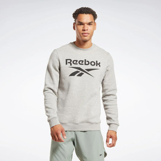 Reebok Apparel Men Reebok Identity Fleece Stacked Logo Sweatshirt MEDIUM GREY HEATHER