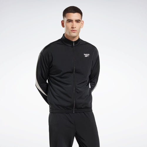 Reebok Apparel Men Reebok Identity Vector Knit Track Jacket NIGHT BLACK/WHITE