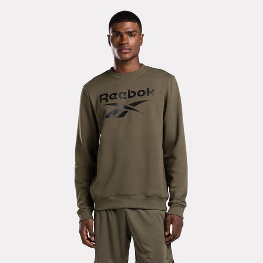 Reebok Apparel Men Reebok Identity Fleece Stacked Logo Sweatshirt ARMY GREEN