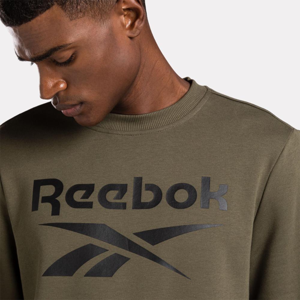 Reebok Apparel Men Reebok Identity Fleece Stacked Logo Sweatshirt ARMY GREEN
