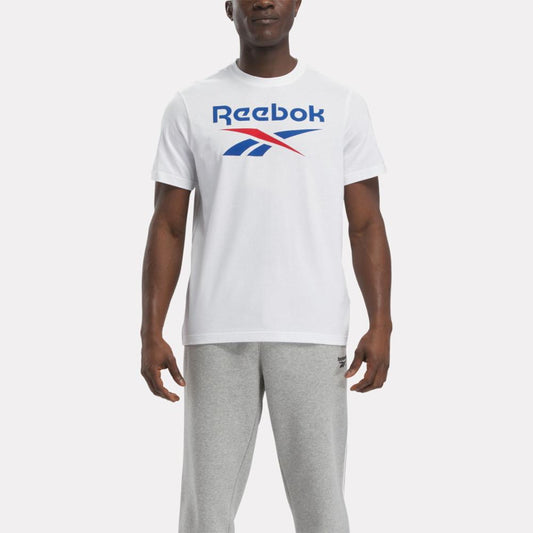 Reebok Apparel Men Reebok Identity Big Stacked Logo T-Shirt WHITE